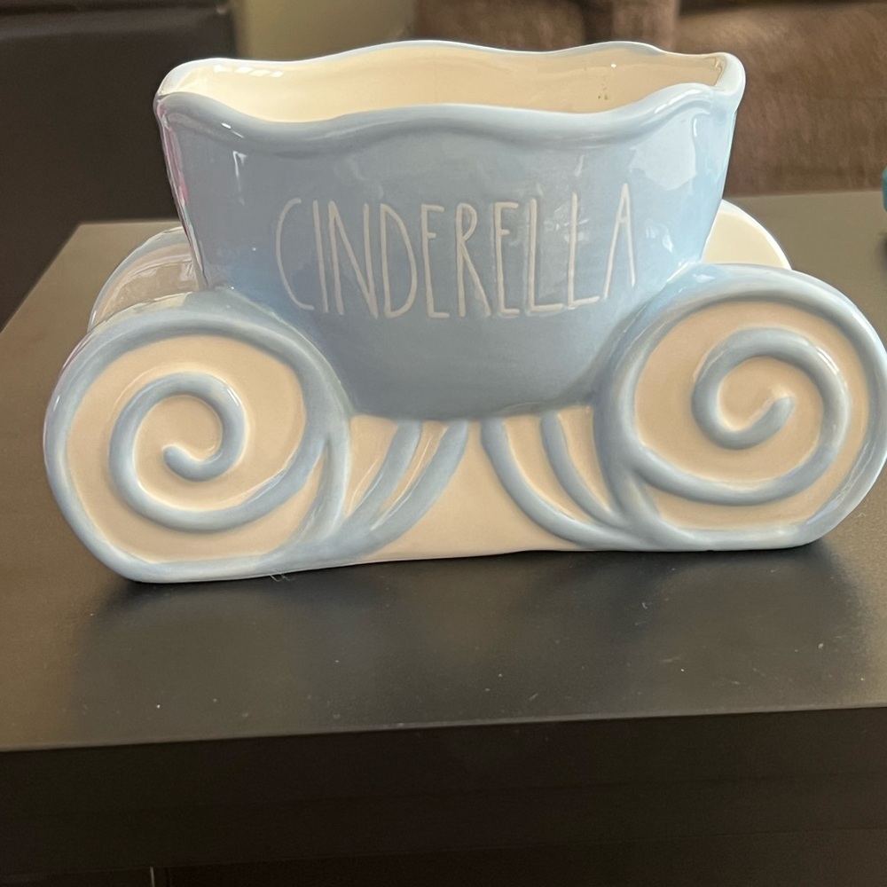 Rae Dunn Blue and Cream Cinderella Carriage Planter